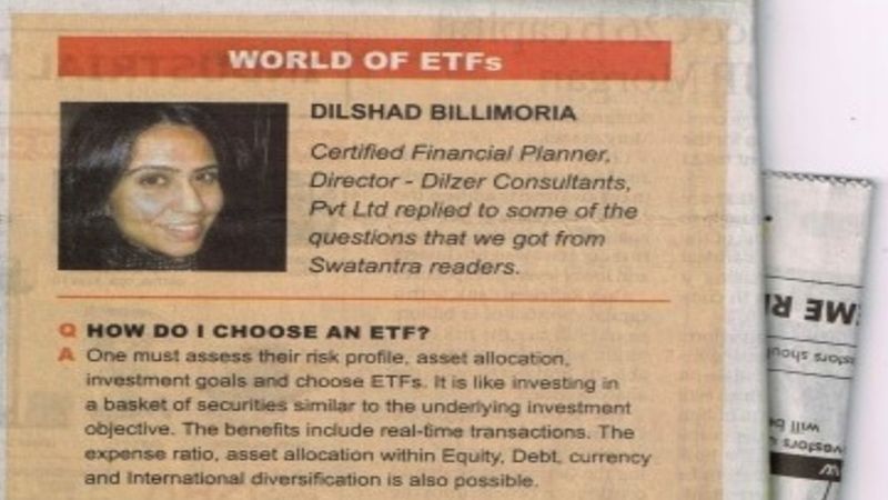 Dilshad responds to readers queries on Exchange Traded Funds- Business Line – 9 Sept 2015